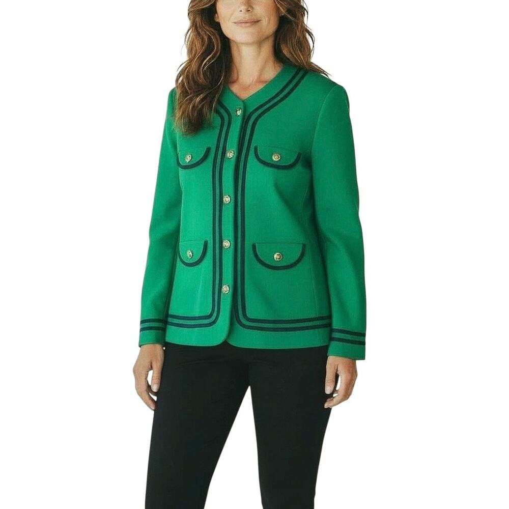 Vintage 80s Bleyle Emerald Wool Gold Button Jacket NWT - 12